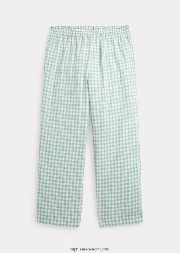 Ralph Lauren lapset gingham rajattu puuvilla madras housut 0Z24ZR6725 minttu/valkoinen
