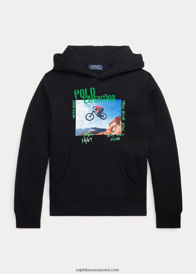 Ralph Lauren lapset graafinen fleecehuppari 0Z24ZR9921 musta