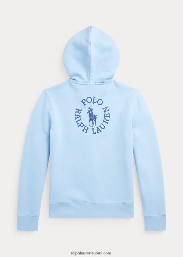 Ralph Lauren lapset iso ponilogoinen fleecehuppari, jossa vetoketju 0Z24ZR6107 puuterinsininen