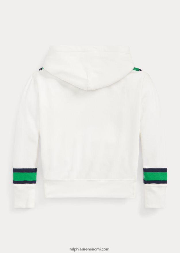 Ralph Lauren lapset krikettiraidallinen fleecehuppari 0Z24ZR7138 kannenpesuaine valkoinen