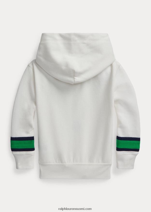 Ralph Lauren lapset krikettiraidallinen fleecehuppari 0Z24ZR9967 kannenpesuaine valkoinen