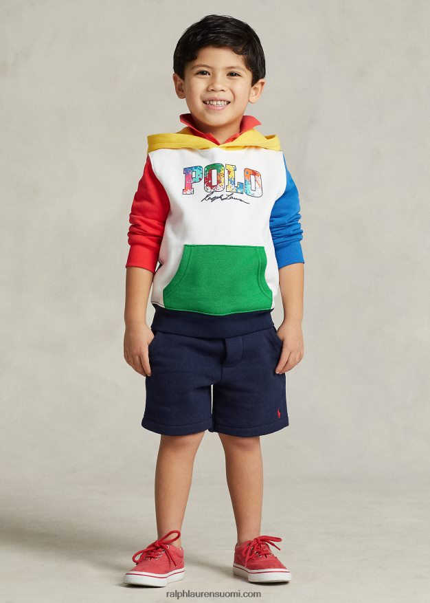 Ralph Lauren lapset värjätty logollinen fleecehuppari 0Z24ZR5660 valkoinen multi
