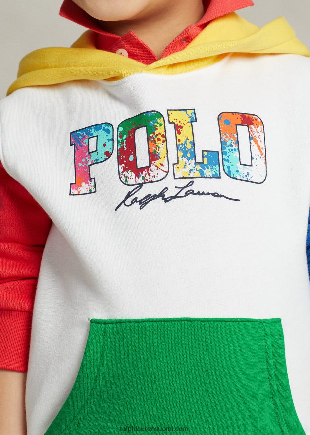 Ralph Lauren lapset värjätty logollinen fleecehuppari 0Z24ZR5660 valkoinen multi