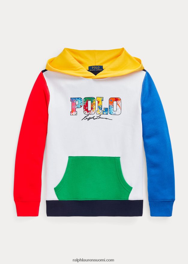 Ralph Lauren lapset värjätty logollinen fleecehuppari 0Z24ZR6167 valkoinen multi