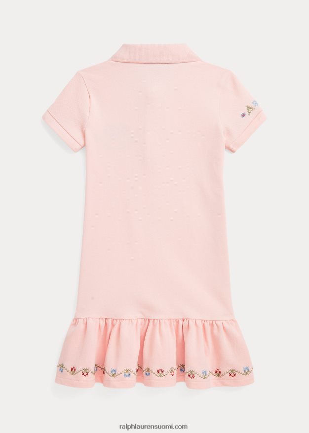 Ralph Lauren lapset brodeerattu mesh-poolomekko 0Z24ZR7404 vaaleanpunainen hiekka