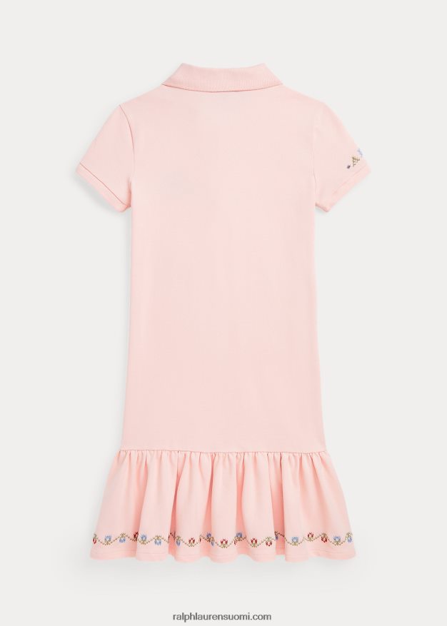 Ralph Lauren lapset brodeerattu mesh-poolomekko 0Z24ZR7566 vaaleanpunainen hiekka