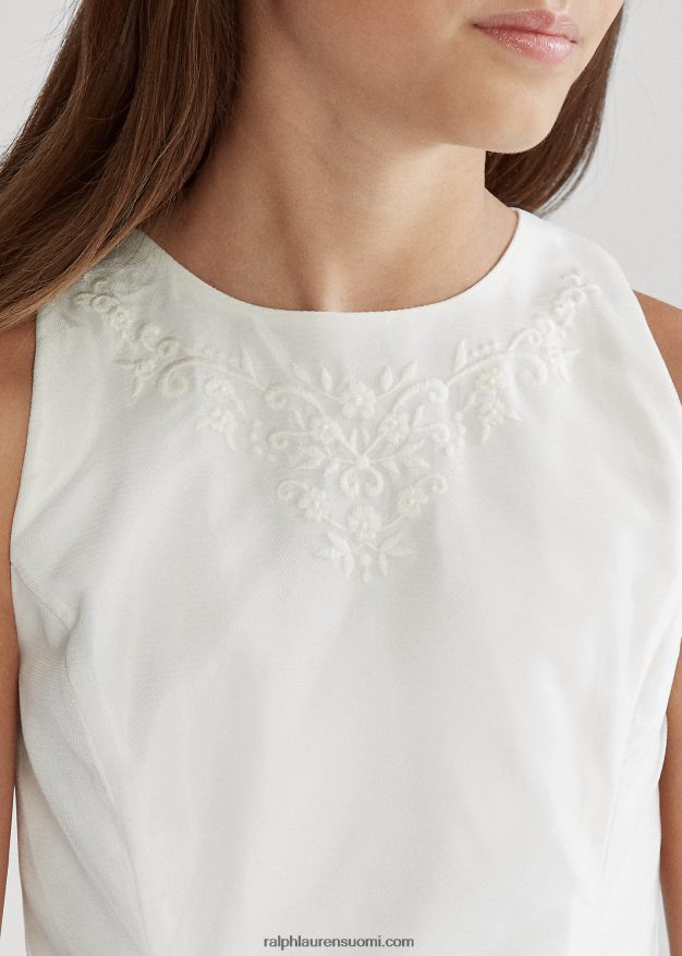 Ralph Lauren lapset brodeerattu silkkitylli mekko 0Z24ZR7513