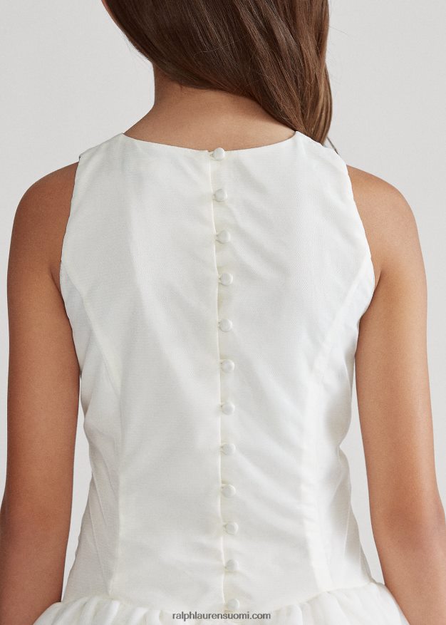 Ralph Lauren lapset brodeerattu silkkitylli mekko 0Z24ZR7513