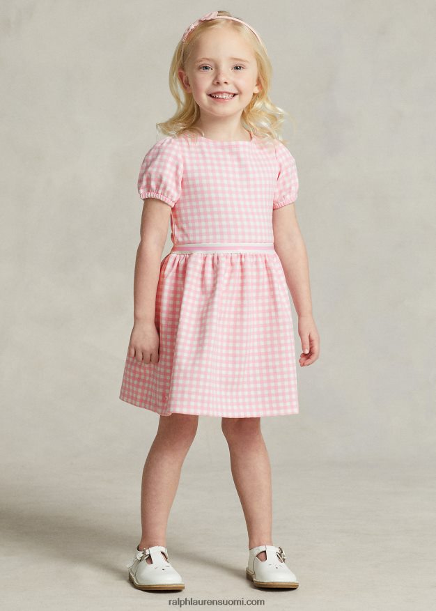 Ralph Lauren lapset gingham ponte mekko 0Z24ZR7347 vaaleanpunainen gingham