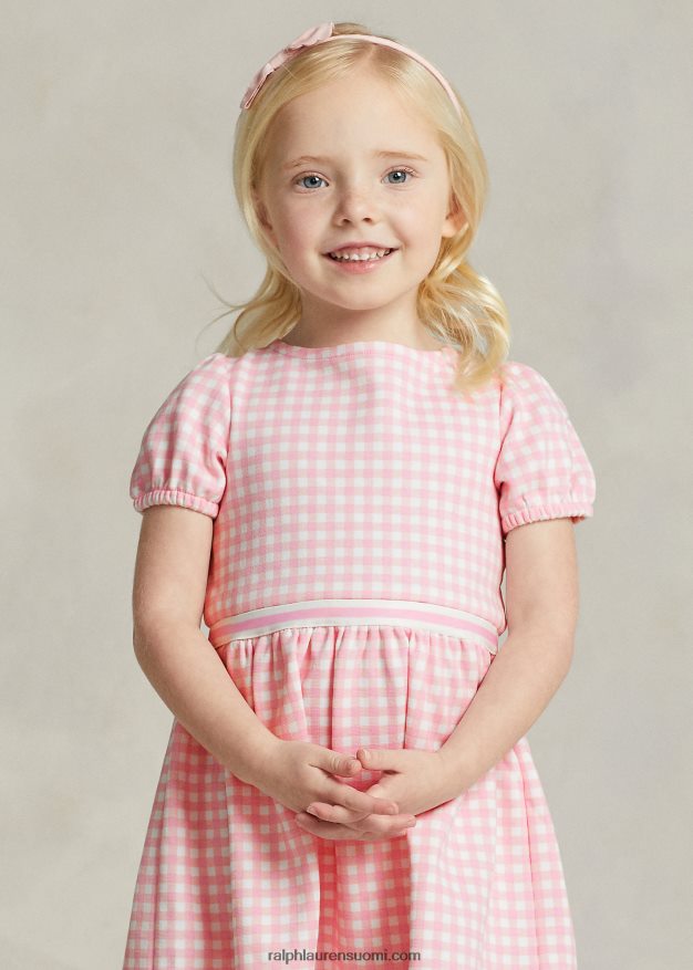 Ralph Lauren lapset gingham ponte mekko 0Z24ZR7347 vaaleanpunainen gingham