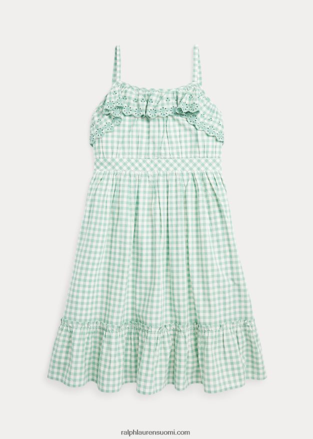Ralph Lauren lapset gingham puuvilla madras mekko 0Z24ZR7064 haalistunut minttu/kansipesuaine valkoinen