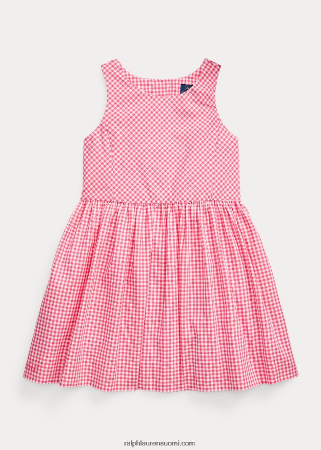 Ralph Lauren lapset gingham-puuvillapopliinimekko 0Z24ZR7375 pinkki/valkoinen