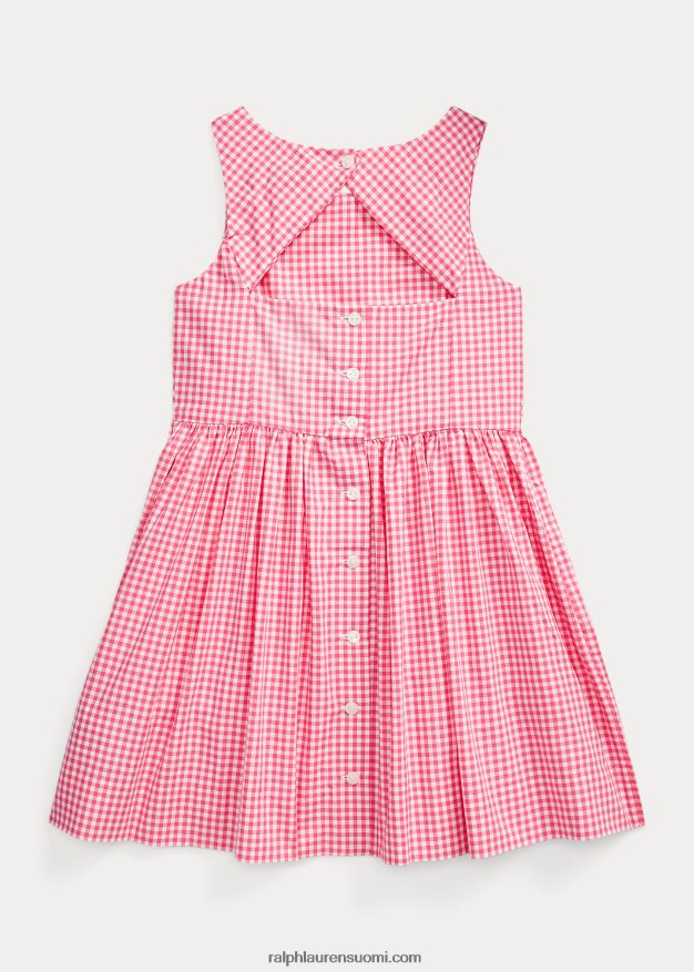 Ralph Lauren lapset gingham-puuvillapopliinimekko 0Z24ZR7375 pinkki/valkoinen