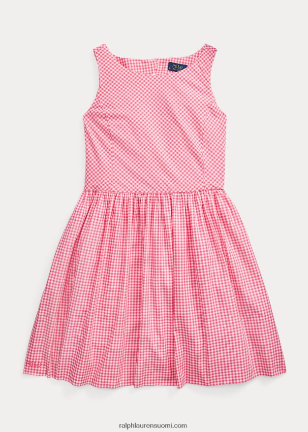 Ralph Lauren lapset gingham-puuvillapopliinimekko 0Z24ZR7539 pinkki/valkoinen
