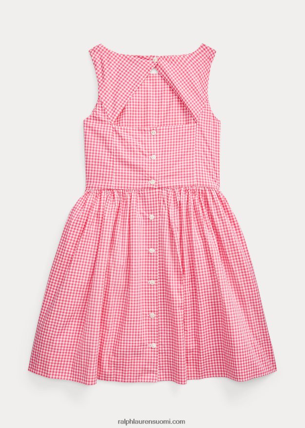 Ralph Lauren lapset gingham-puuvillapopliinimekko 0Z24ZR7539 pinkki/valkoinen