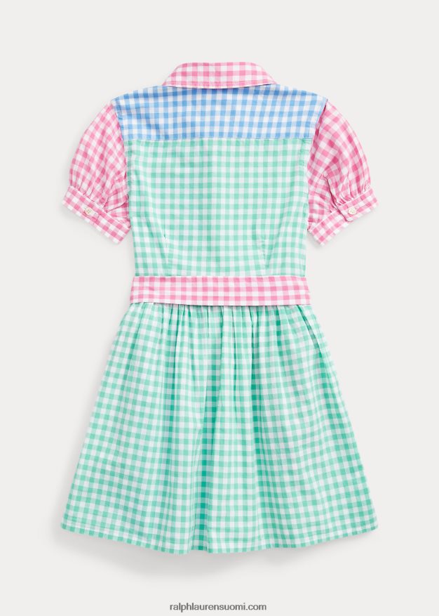 Ralph Lauren lapset gingham-puuvillapopliinipaitamekko 0Z24ZR7344 sininen/valkoinen multi