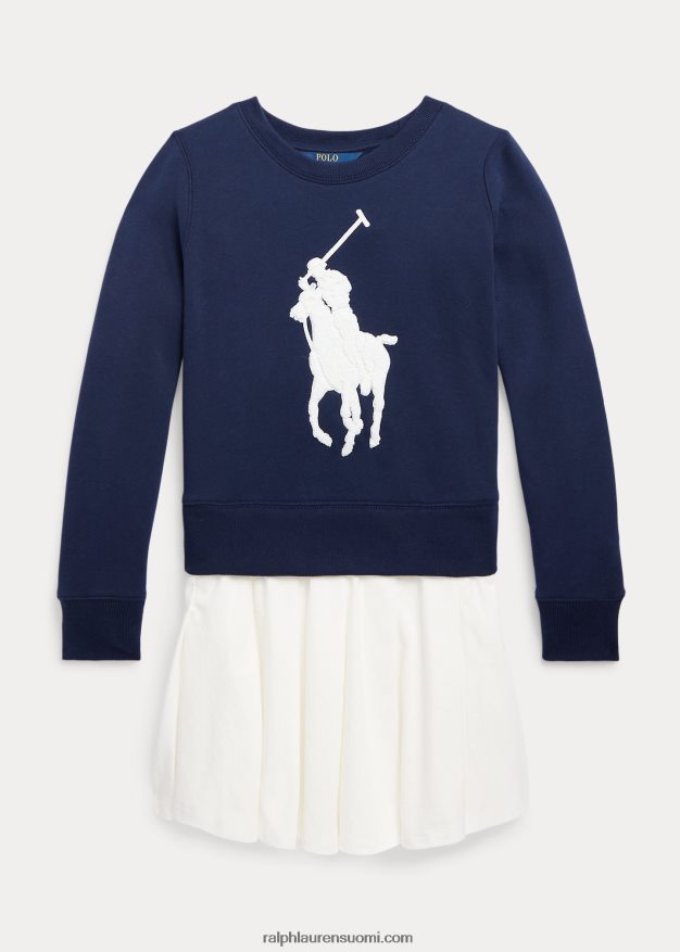 Ralph Lauren lapset iso poni fleece collegemekko 0Z24ZR6960 hienostunut laivasto