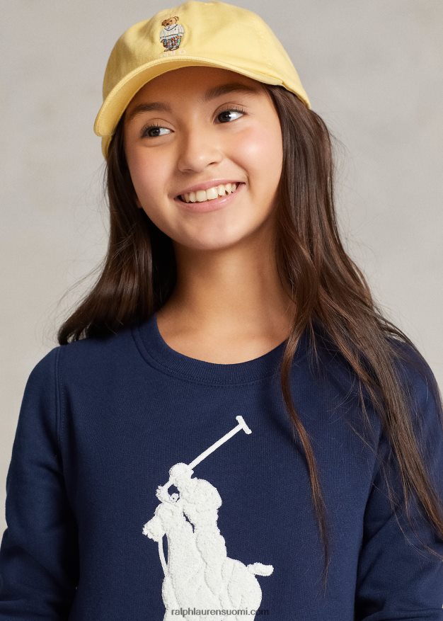 Ralph Lauren lapset iso poni fleece collegemekko 0Z24ZR6960 hienostunut laivasto