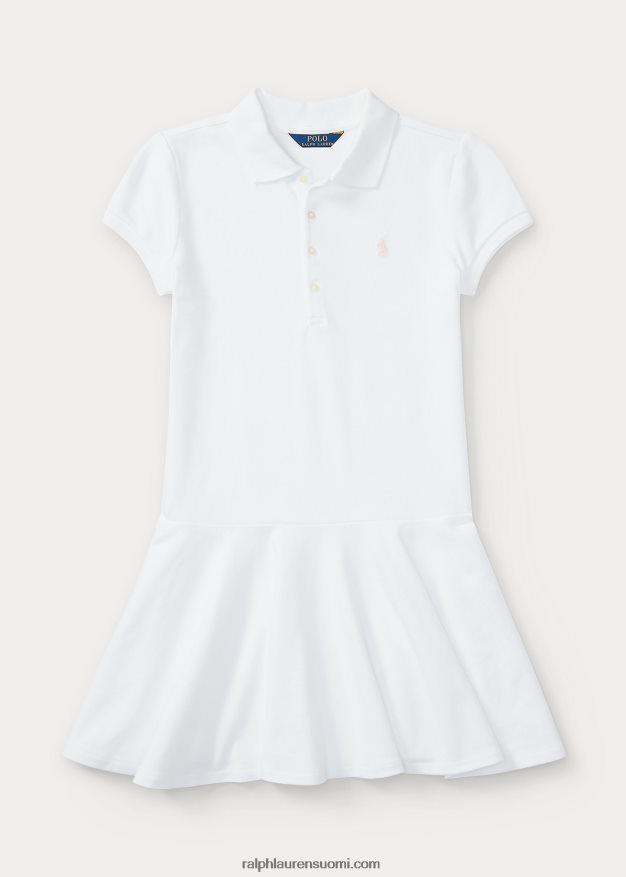 Ralph Lauren lapset joustava puuvillaverkkomekko 0Z24ZR7033 valkoinen