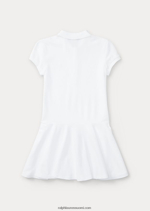 Ralph Lauren lapset joustava puuvillaverkkomekko 0Z24ZR7033 valkoinen