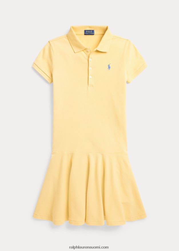 Ralph Lauren lapset joustava puuvillaverkkomekko 0Z24ZR7034 maissin keltainen