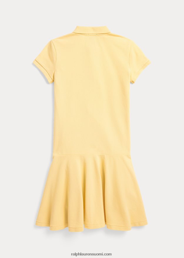 Ralph Lauren lapset joustava puuvillaverkkomekko 0Z24ZR7034 maissin keltainen
