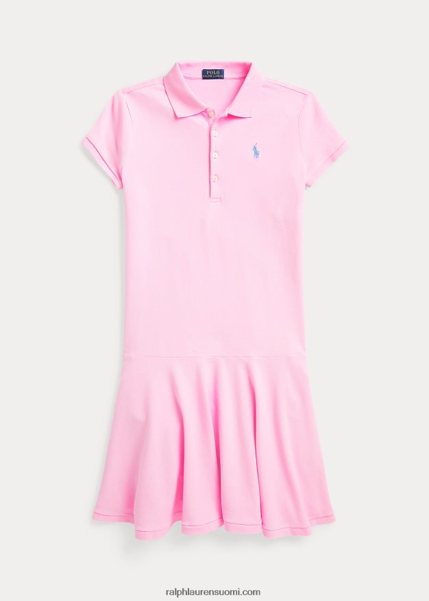 Ralph Lauren lapset joustava puuvillaverkkomekko 0Z24ZR7035 karmelin pinkki