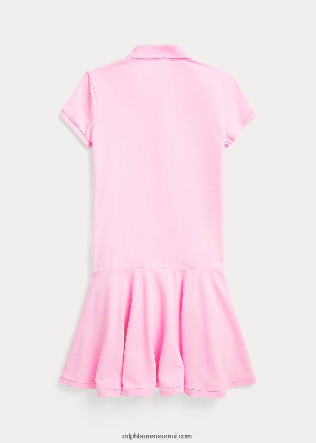 Ralph Lauren lapset joustava puuvillaverkkomekko 0Z24ZR7035 karmelin pinkki