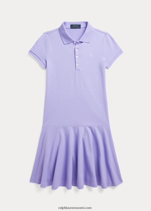 Ralph Lauren lapset joustava puuvillaverkkomekko 0Z24ZR7036 taivaan laventeli