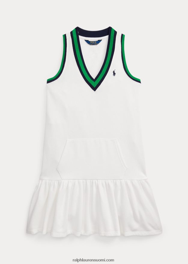 Ralph Lauren lapset krikettiraidallinen fleecemekko 0Z24ZR7136 kannenpesuaine valkoinen