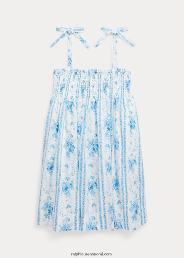 Ralph Lauren lapset kukka-smokkipuuvillainen batistemekko 0Z24ZR6823 aline kukkainen