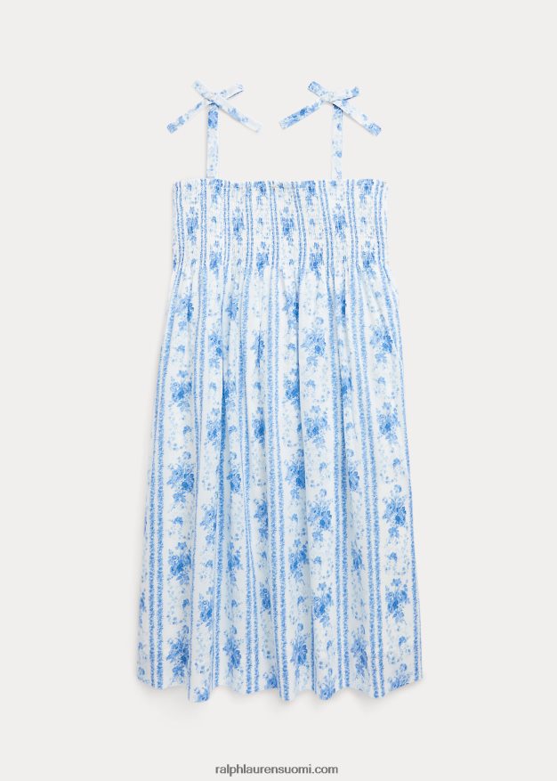 Ralph Lauren lapset kukka-smokkipuuvillainen batistemekko 0Z24ZR7084 aline kukkainen