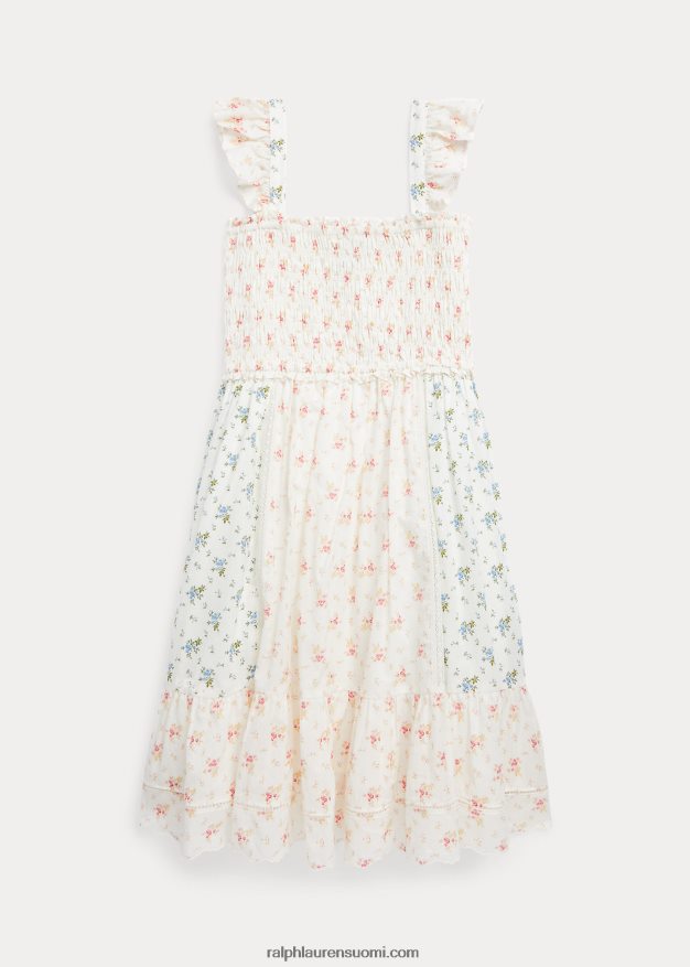 Ralph Lauren lapset kukka-smokkipuuvillainen batistemekko 0Z24ZR9978 etta kukkainen