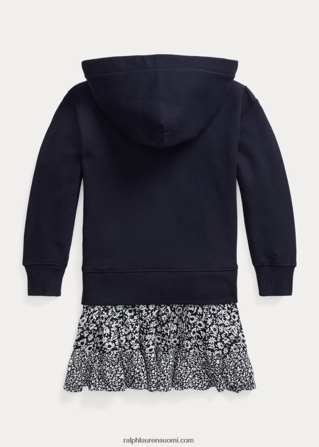 Ralph Lauren lapset kukkainen fleece-hupparimekko 0Z24ZR7419 rl laivasto