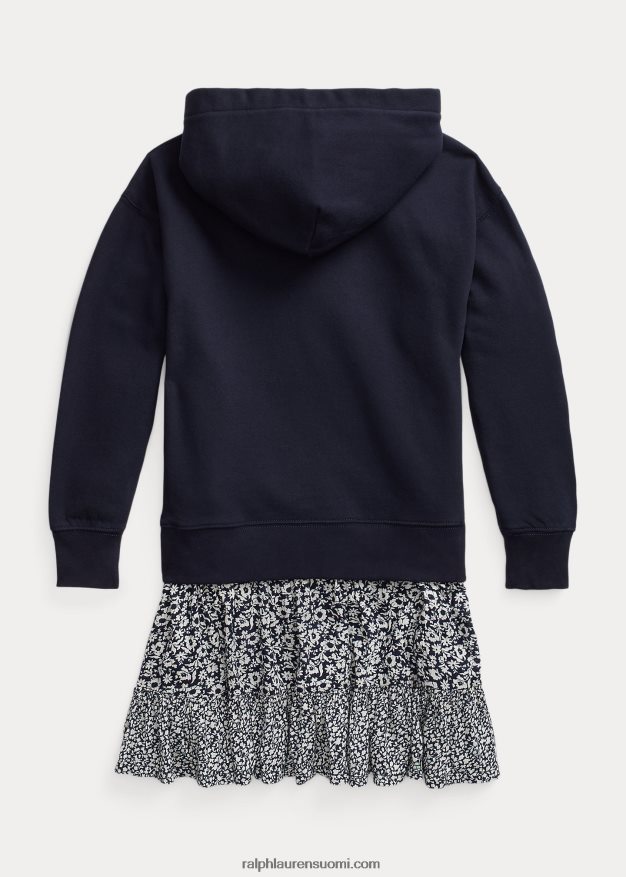 Ralph Lauren lapset kukkainen fleece-hupparimekko 0Z24ZR7574 rl laivasto