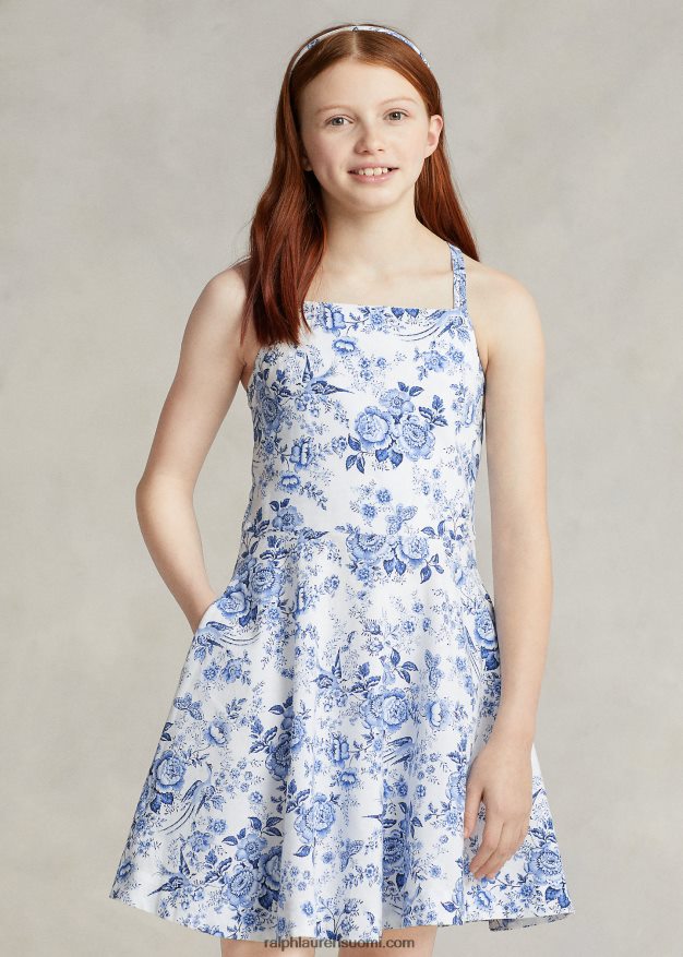 Ralph Lauren lapset kukkainen pellava-puuvillamekko 0Z24ZR6721 dauphine kukkainen