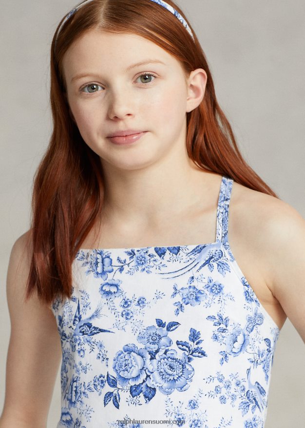 Ralph Lauren lapset kukkainen pellava-puuvillamekko 0Z24ZR6721 dauphine kukkainen