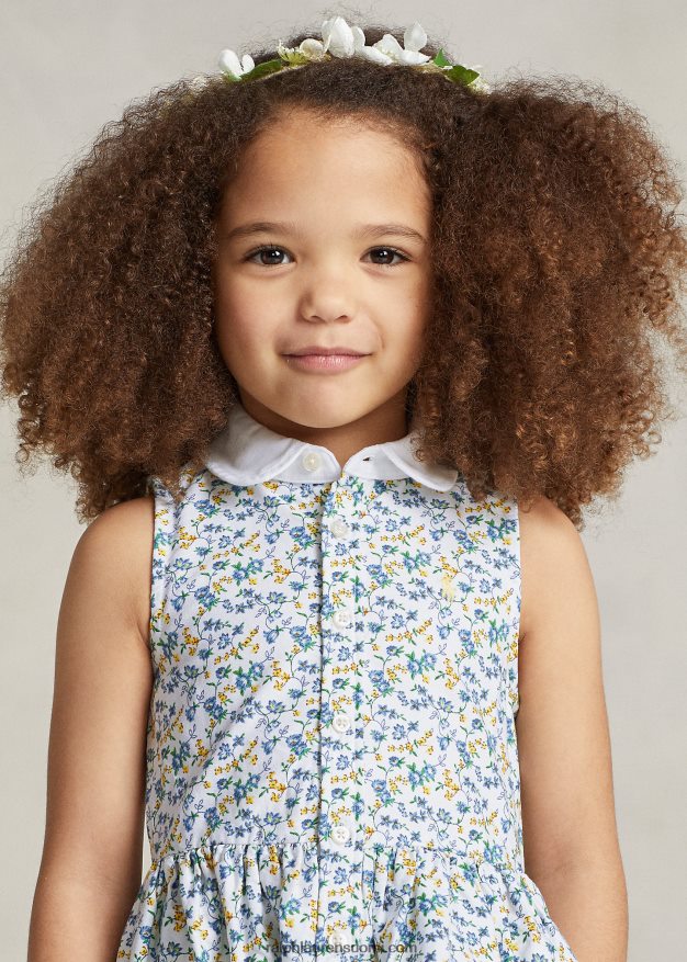 Ralph Lauren lapset kukkapuuvillainen oxford-paitamekko 0Z24ZR7345 harper ditsy