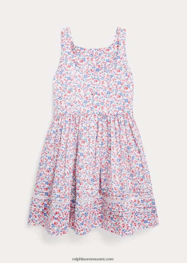 Ralph Lauren lapset kukkapuuvillainen seersucker-mekko 0Z24ZR7374 kukkainen tyler