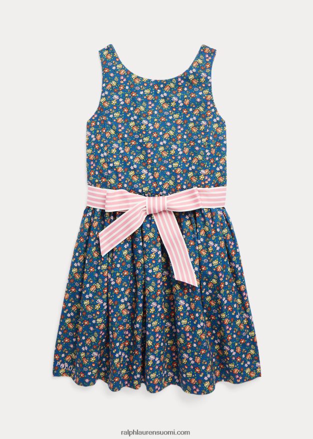 Ralph Lauren lapset kukkapuuvillapopliinimekko 0Z24ZR7377 mimi kukkainen