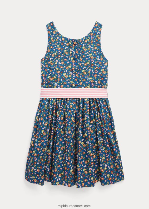 Ralph Lauren lapset kukkapuuvillapopliinimekko 0Z24ZR7377 mimi kukkainen