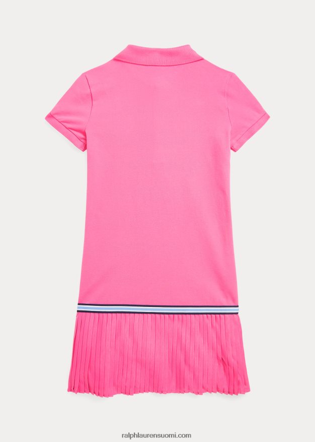 Ralph Lauren lapset laskostettu joustava verkkomekko 0Z24ZR7177 aavikon pinkki