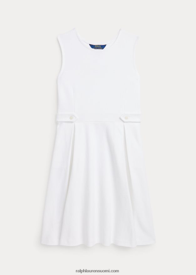 Ralph Lauren lapset laskostettu puuvillaverkkomekko 0Z24ZR7124 valkoinen