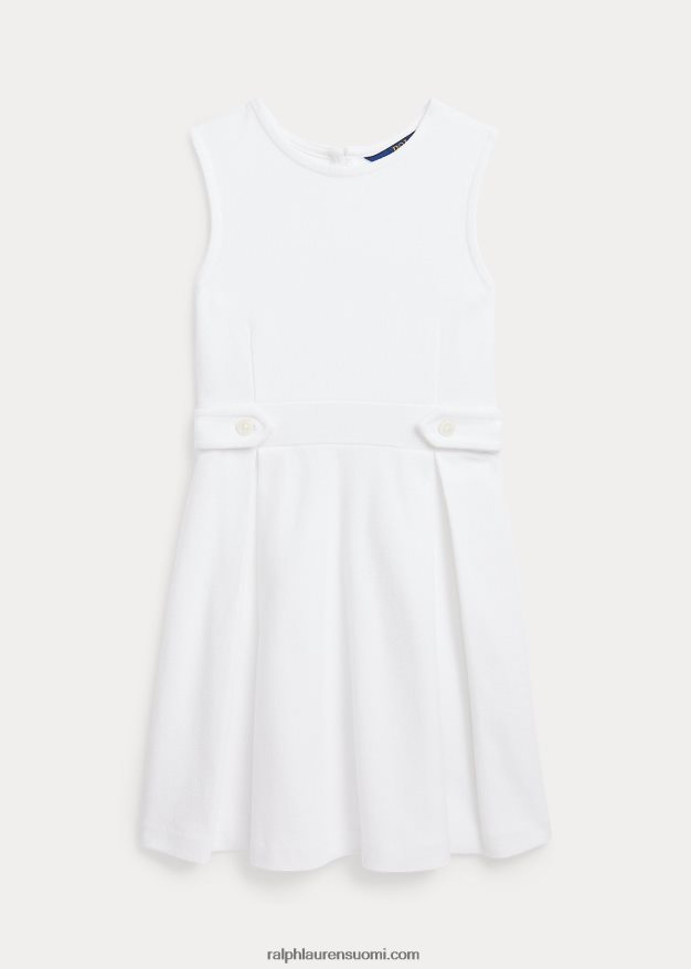 Ralph Lauren lapset laskostettu puuvillaverkkomekko 0Z24ZR9942 valkoinen