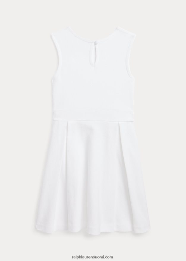 Ralph Lauren lapset laskostettu puuvillaverkkomekko 0Z24ZR9942 valkoinen