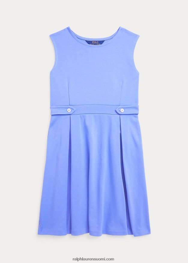Ralph Lauren lapset laskostettu stretch ponte-mekko 0Z24ZR7519 sataman sininen