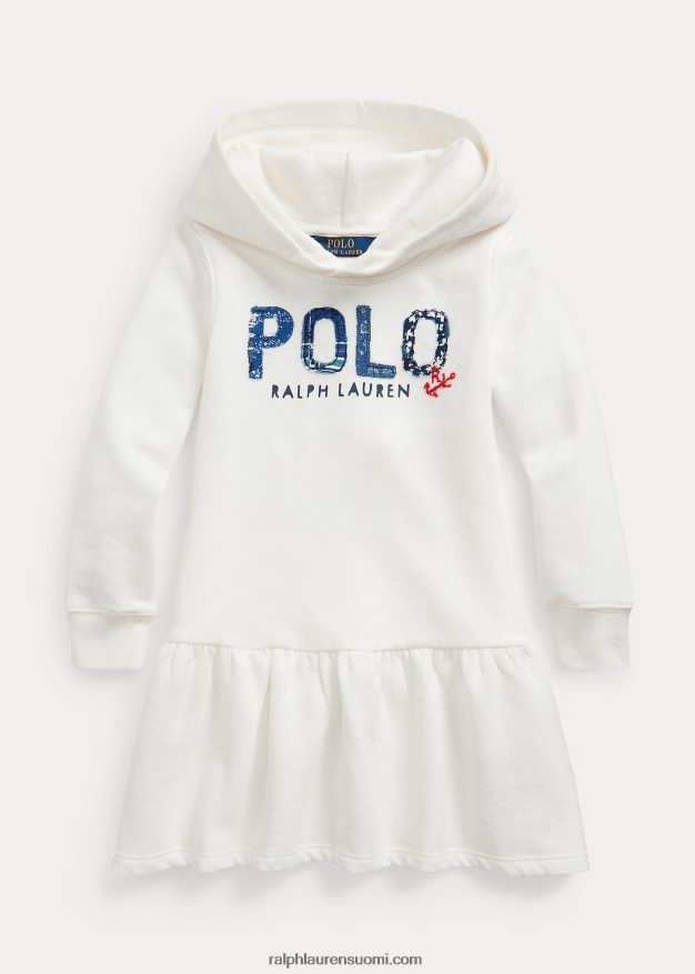 Ralph Lauren lapset logollinen fleece-hupparimekko 0Z24ZR7409 kannenpesuaine valkoinen
