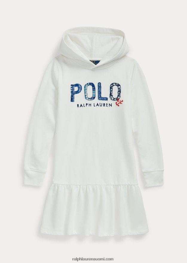 Ralph Lauren lapset logollinen fleece-hupparimekko 0Z24ZR7575 kannenpesuaine valkoinen