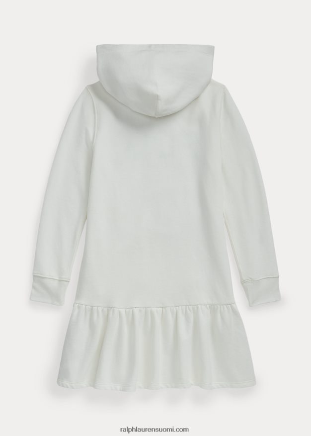 Ralph Lauren lapset logollinen fleece-hupparimekko 0Z24ZR7575 kannenpesuaine valkoinen