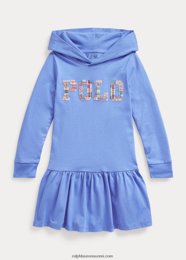 Ralph Lauren lapset logovilla puuvillajersey-hupullinen mekko 0Z24ZR9960 satamasaaren sininen